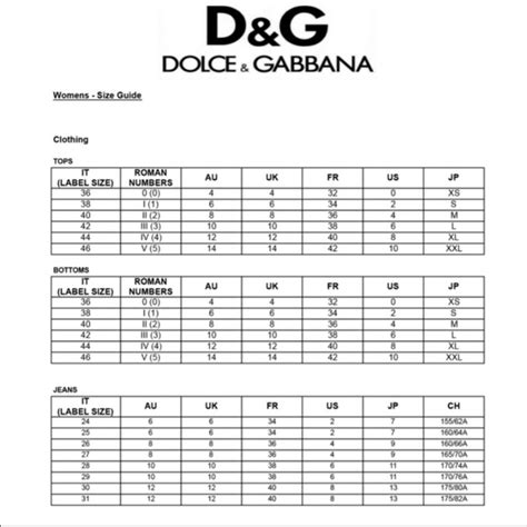 dolce gabbana größentabelle damen|Dolce & Gabbana Size Chart: A Comprehensive Size Chart for a .